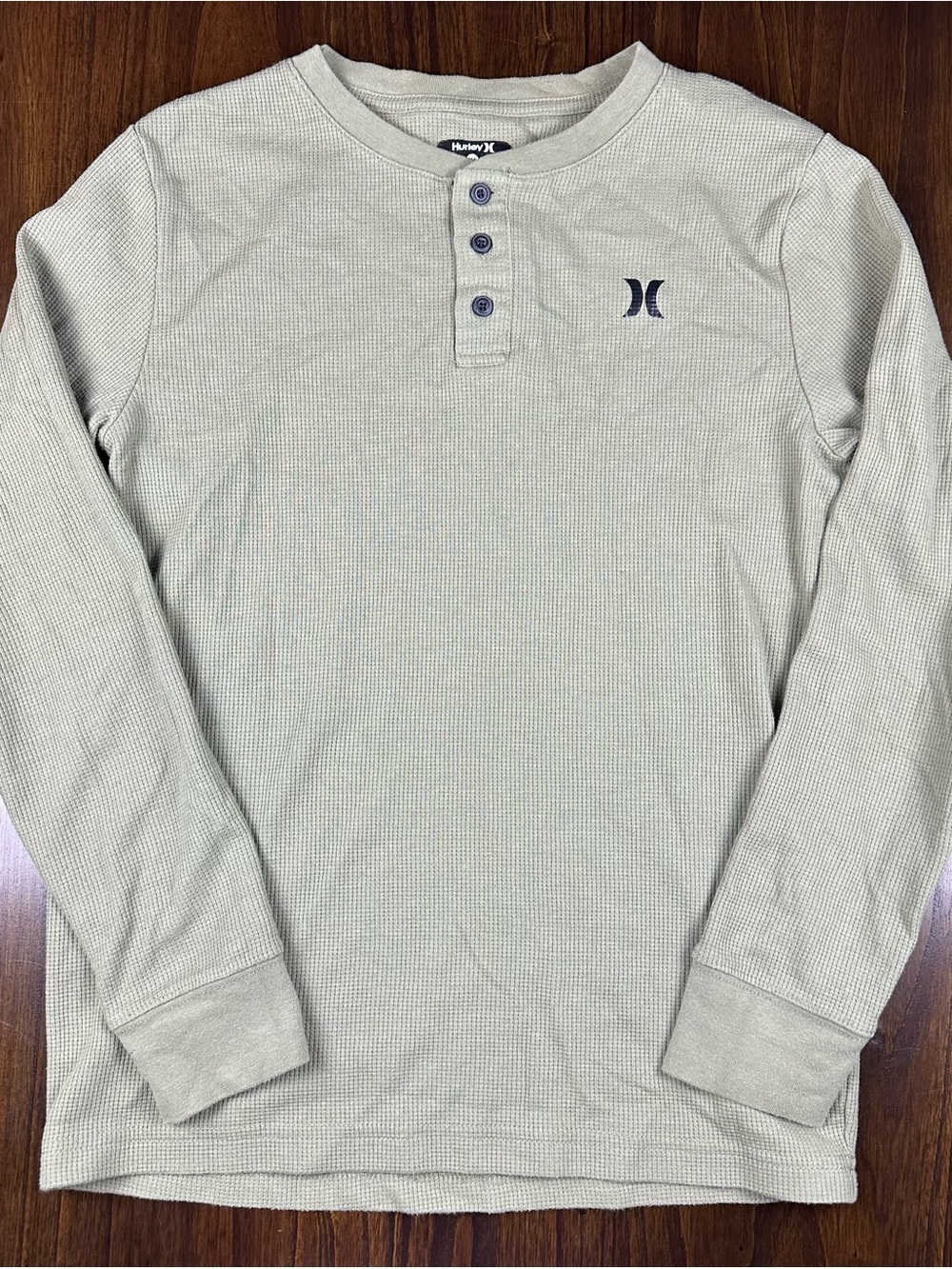 Hurley Longsleeve Henely Thermal Shirt Boys XL Army/Olive Green